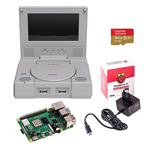 BerryBase PiStation Retro Gaming 8 GB Kit: Raspberry Pi 4 Model B 8 GB RAM, PiStation Retro-Gehäuse, LCD-Display, Netzteil, Zubehör von BerryBase