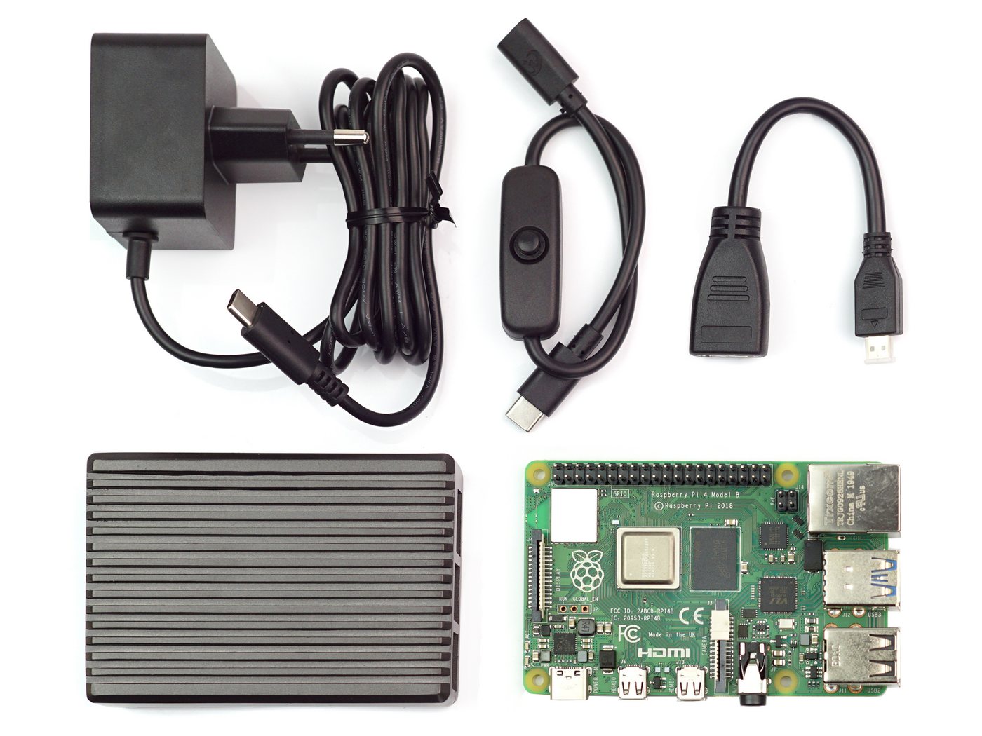 BerryBase Raspberry Pi 4 Computer Modell B, 2GB RAM, Full Armor Kit Mini-PC Barebone von BerryBase