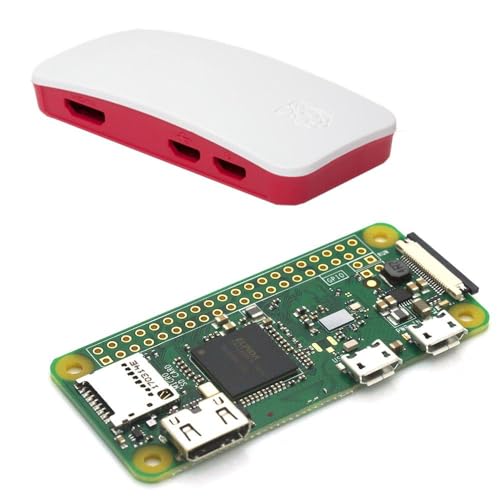 BerryBase Raspberry Pi Zero W Light Kit: Raspberry Pi Zero W und offizielles Rapsberry Pi Zero Gehäuse rot/weiß inkl. 3 verschiedenen Abdeckungen und Kameraadapterkabel inkl. E-Guide! von BerryBase