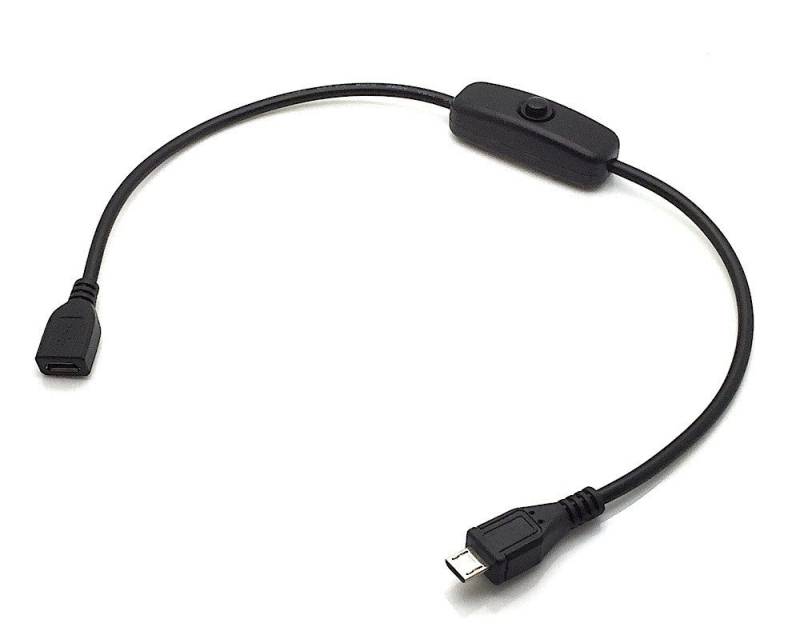 BerryBase USB 2.0 DC-Kabel mit Schalter Micro B Buchse - Micro B Stecker 0,30m USB-Kabel, (30 cm) von BerryBase