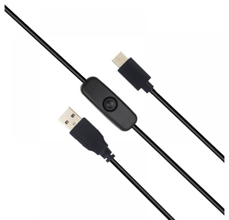 BerryBase USB DC-Kabel mit Schalter A Stecker - USB Typ C Stecker 1,0m schwarz USB-Kabel, (100 cm) von BerryBase