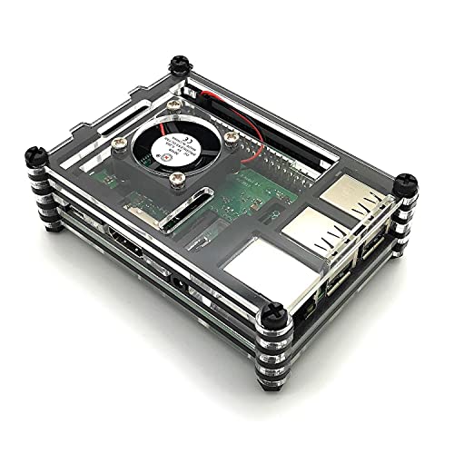 BerryBase Gehäuse für Raspberry Pi 3B+, 3B, 2B mit Lüfter, Stackable, transparent/schwarz BerryBase Gehäuse für Raspberry Pi 3B+, 3B, 2B mit Lüfter, Stackable, transparent/schwarz von BerryBase