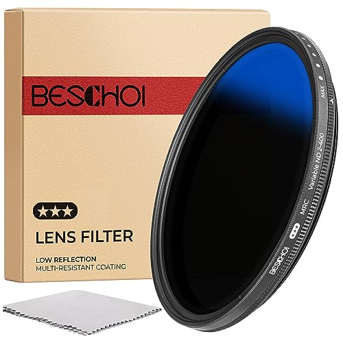 Beschoi 58mm Variabler Graufilter ND2-ND400 ND Filter mit Mehrfacher Beschichtungn, wasserfest/Kratzfest/ultradünner Neutral Dichte Graufilter von Beschoi