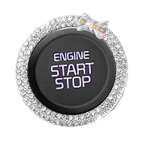 Besreey Strass Auto Motor Start Stop Dekoration Ring,Auto Push Start Button Ring | Zündstarterring mit gepunktetem Strasssteinschlüssel - Auto-Zündknopf-Dekorationsring, Startmotor-Ring, von Besreey