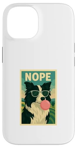 Border Collie Nope Kaugummi, Pop-Art mit Blasenmuster Hülle für iPhone 14 von Best Dog Tees and More