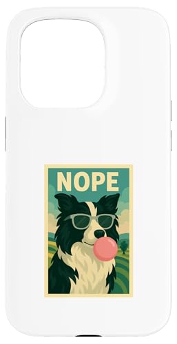 Border Collie Nope Kaugummi, Pop-Art mit Blasenmuster Hülle für iPhone 15 Pro von Best Dog Tees and More