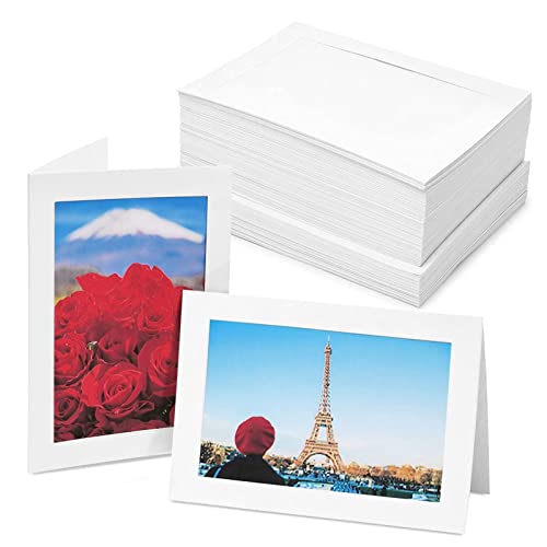 Best Paper Greetings 48 Foto-Passepartout-Karten und Umschläge, Weiße Bilderrahmenkarten für 10,2 x 15,2 cm-Fotos von Best Paper Greetings