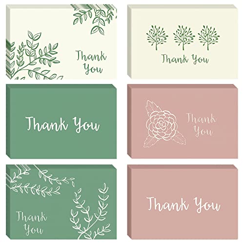 Best Paper Greetings Dankeskarten, Grußkarten, 48 Stück im Kistensatz, auf der Innenseite, 6 Blumen- und Blattwerk-Designs, rosa, beige, grün, Umschläge enthalten, 10,2 x 15,2 cm. von Best Paper Greetings