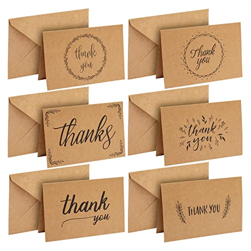 Dankeskarten – 36 Dankeskarten, Kraftpapier, Großpackung, Dankeskarten-Set, blanko auf der Innenseite, handgeschriebener Stil, inklusive Dankeskarten und Umschlägen, 10,2 x 15,2 cm von Best Paper Greetings