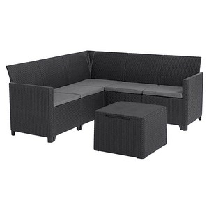 BEST Loungegruppe Korfu, anthrazit Kunststoff, 5-teilig BEST Loungegruppe Korfu, anthrazit Kunststoff, 5-teilig von Best