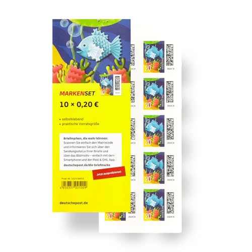 BestPlug Deutsche Post 10 Stück 0,20 EUR 20 Cent postfrische Selbstklebende Briefmarken | Frankaturware Markenset (Motiv: Zackenbarsch) von BestPlug Deutsche Post