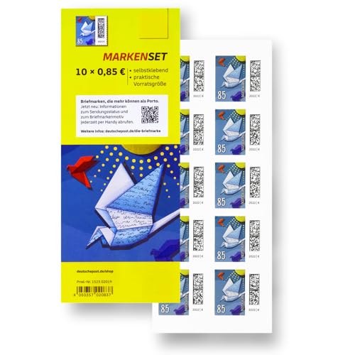 10 Stück 0,85 EUR 85 Cent postfrische Briefmarken | Frankaturware Markenset (Motiv: Brieftaube) selbstklebend von BestPlug Deutsche Post