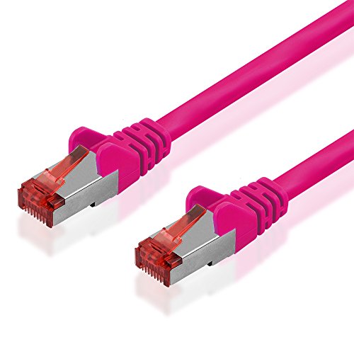 BestPlug 0,15m DSL Internet Netzwerk Kabel, RJ45-Stecker auf RJ45-Stecker, 250 MHz, Cat.6, S-FTP, Magenta von BestPlug