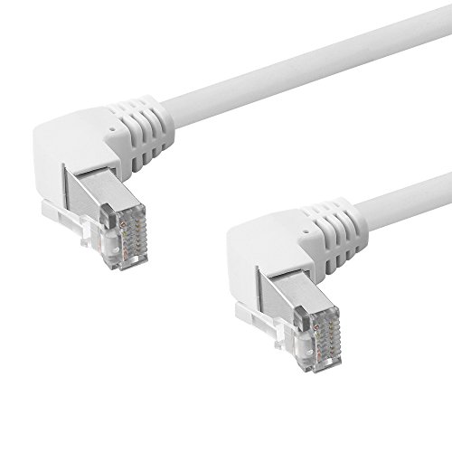 BestPlug 0,25m DSL Internet Netzwerk Kabel, RJ45-Stecker 90° abgewinkelt auf RJ45-Stecker 90° abgewinkelt, CAT.5e, F-UTP, Weiß von BestPlug