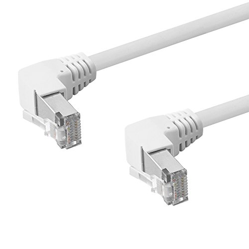 BestPlug 0,5m DSL Internet Netzwerk Kabel, RJ45-Stecker 90° abgewinkelt auf RJ45-Stecker 90° abgewinkelt, CAT.5e, F-UTP, Weiß von BestPlug