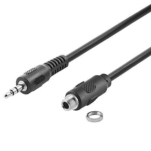 BestPlug 0,6 Meter Audio Stereo Kabel Verlängerung Aux in Out, 3,5mm Klinke Stecker männlich auf 3,5mm Klinke Einbau-Buchse Einbau-Kupplung weiblich mit Gewinde, Schwarz von BestPlug