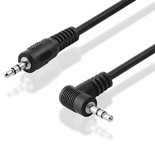BestPlug 1,5 Meter Audio Stereo Kabel Aux in Out, 3,5mm Klinke Stecker gerade auf 3,5mm Klinke Stecker 90° abgewinkelt, Schwarz (verbesserte Ausführung v.7.4) von BestPlug