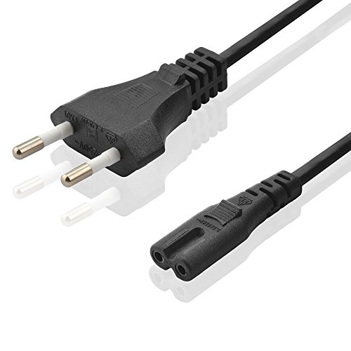 BestPlug 1,5 Meter Strom-Kabel Netz-Kabel, Euro-Stecker männlich auf C7 Buchse Kupplung weiblich, Schwarz von BestPlug