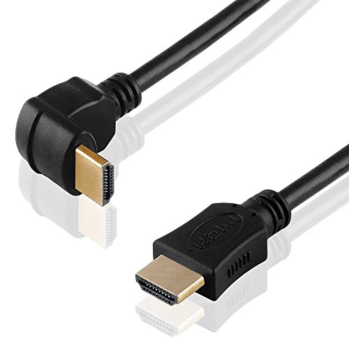 BestPlug 1,5 Meter Universal HDMI Kabel mit Ethernet, HDMI Stecker 270° abgewinkelt auf HDMI Stecker gerade vergoldet, High Speed, geeignet für 3D HD FullHD UHD 4K, Schwarz von BestPlug