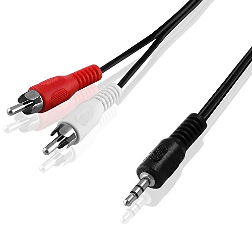 BestPlug 1,5 Meter Y Audio RCA Aux in Out Kabel, 2 L-R Cinch Stecker auf 1 3,5mm Stereo Klinke Stecker, Schwarz von BestPlug