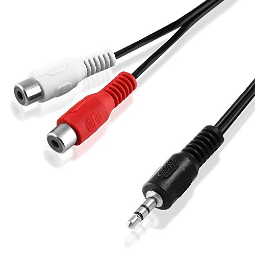 BestPlug 1,5 Meter Y Audio RCA Aux in Out Kabel Verteiler Splitter Weiche, 2 L-R Cinch Buchse Kupplung weiblich auf 1 3,5mm Stereo Klinke Stecker männlich, Schwarz von BestPlug