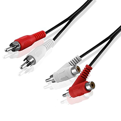 BestPlug 1,5 Meter Y Audio RCA L-R Kabel Adapter Verteiler Splitter Weiche - 2 Cinch Stecker männlich gerade auf 2 Cinch Stecker männlich und 2 Cinch Buchse Kupplung weiblich 90° abgewinkelt - Schwarz von BestPlug