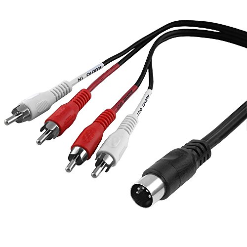 BestPlug 1,5 Meter Y Audio Stereo Kabel Verteiler Splitter Weiche, 4 L-R Cinch Stecker auf 1 5pol MIDI Stecker, Schwarz von BestPlug