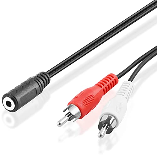 BestPlug 1,5 Meter Y RCA Audio Kabel Adapter Verteiler Splitter Weiche Aux in Out, 1 3,5mm Stereo Klinke Buchse Kupplung weiblich auf 2 L-R Cinch Stecker männlich, Schwarz von BestPlug