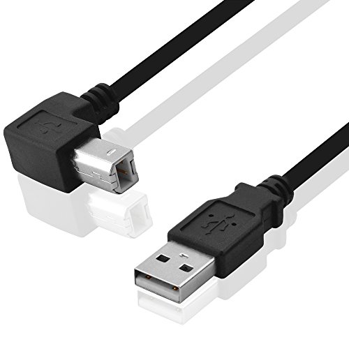 BestPlug 1 Meter 2.0 USB Kabel, USB A-Stecker gerade auf USB B-Stecker 90° abgewinkelt, High Speed, Schwarz von BestPlug