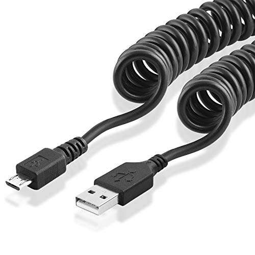 BestPlug 1 Meter 2.0 USB Kabel mit Spirale, USB A-Stecker auf Micro USB B-Stecker, High Speed, Schwarz von BestPlug