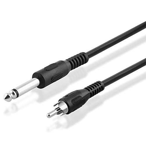 BestPlug 1 Meter Audio Kabel Aux in Out, 6,3mm Mono Klinke Stecker auf Cinch Stecker, Schwarz von BestPlug