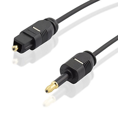 BestPlug 1 Meter Audio Kabel ø 2,2mm, 3,5mm Mini Klinke Stecker auf Opto Toslink Stecker vergoldet, Schwarz, geeignet für 2.1 5.1 und 7.1 Dolby Surround von BestPlug