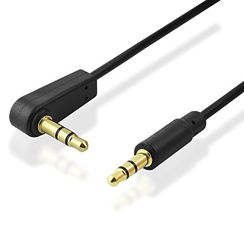 BestPlug 1 Meter Audio Stereo Kabel Aux in Out, 3,5mm Klinke Stecker gerade auf 3,5mm Klinke Stecker 90° abgewinkelt vergoldet, Schwarz von BestPlug