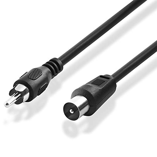 BestPlug 1 Meter Video Antennen-Kabel, Cinch Stecker auf Koax Stecker, Metall-Ausführung von BestPlug