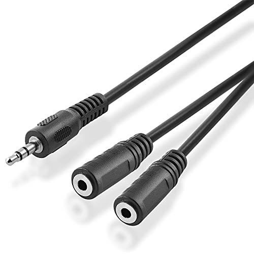 BestPlug 1 Meter Y Audio Stereo Aux in Out Kabel Adapter Verteiler Splitter Weiche, 1 3,5mm Klinke Stecker männlich auf 2 3,5mm Klinke Buchse Kupplung weiblich, Schwarz von BestPlug