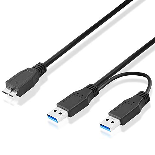 BestPlug 1 Meter Y Dual Power 3.0 USB Kabel, 2 USB A-Stecker auf 1 Micro USB B-Stecker, Super Speed 5000 Mbit s Übertragungsrate, geschirmt, Schwarz von BestPlug