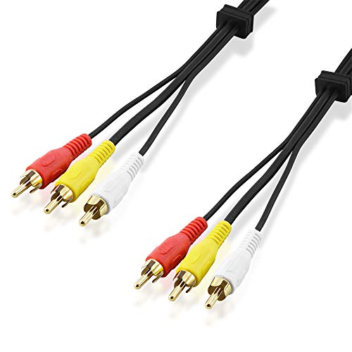 BestPlug 15 Meter RCA Audio Video Kabel - 3 Cinch Stecker auf 3 Chinch Stecker vergoldet - Schwarz von BestPlug