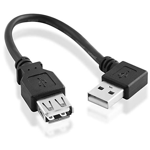 BestPlug 15cm 2.0 USB Kabel Verlängerung, USB A-Buchse Kupplung weiblich gerade auf USB A-Stecker männlich 90° nach rechts abgewinkelt, High Speed, Schwarz von BestPlug