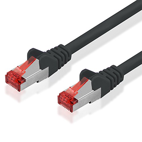 BestPlug 1m DSL Internet Netzwerk Kabel, RJ45-Stecker auf RJ45-Stecker, 250 MHz, Cat.6, S-FTP, Schwarz von BestPlug