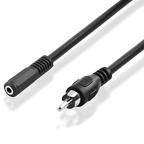 BestPlug 2 Meter Audio Kabel Aux in Out, 3,5mm Mono Klinke Buchse Kupplung weiblich auf Cinch Stecker männlich, Schwarz von BestPlug