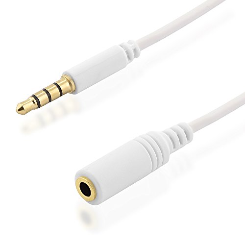 BestPlug 2 Meter Audio Stereo Kabel Verlängerung Aux in Out, 3,5mm Klinke Stecker männlich auf 3,5mm Klinke Buchse Kupplung weiblich vergoldet, Weiss von BestPlug