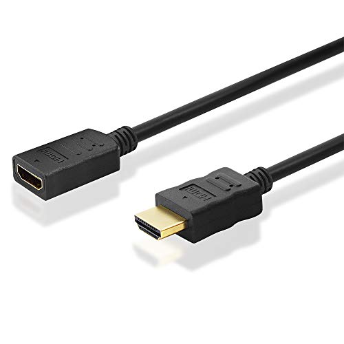 BestPlug 2 Meter Universal HDMI Kabel Verlängerung mit Ethernet, HDMI Stecker männlich auf HDMI Buchse Kupplung weiblich vergoldet, High Speed, geeignet für 3D HD FullHD UHD 4K, Schwarz von BestPlug