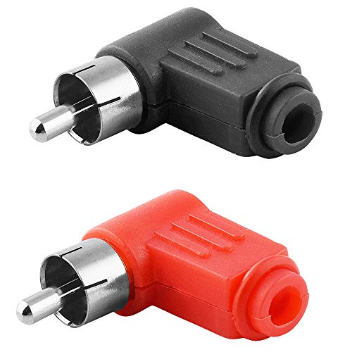 BestPlug 2 Stück Audio L-R Cinch Stecker 90° abgewinkelt Lötversion, 1 Rot und 1 Schwarz (verbesserte Ausführung v.3.2) von BestPlug