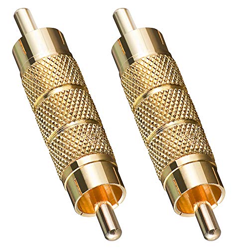 BestPlug 2 Stück RCA Audio Video Adapter Verbindungsstück, Cinch Stecker auf Cinch Stecker vergoldet, Metallausführung BestPlug 2 Stück RCA Audio Video Adapter Verbindungsstück, Cinch Stecker auf Cinch Stecker vergoldet, Metallausführung von BestPlug