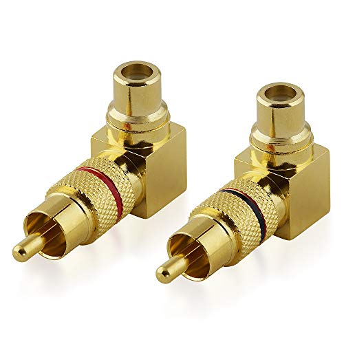 BestPlug 2 Stück RCA L-R Audio Adapter Verbindungsstück, Metall Cinch Stecker männlich auf Metall Cinch Buchse Kupplung weiblich 90° abgewinkelt, vergoldet, Schwarz BestPlug 2 Stück RCA L-R Audio Adapter Verbindungsstück, Metall Cinch Stecker männlich auf Metall Cinch Buchse Kupplung weiblich 90° abgewinkelt, vergoldet, Schwarz von BestPlug