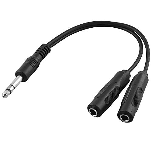 BestPlug 20cm Audio Kabel Adapter - 1 6,3mm Klinke Stecker männlich auf 2 6,3mm Klinke Buchse Kupplung weiblich - Stereo Aux Y-Kabel Splitter Verteiler schwarz von BestPlug