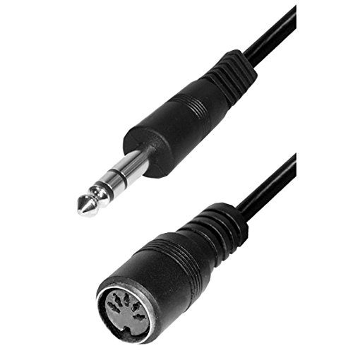 BestPlug 20cm Audio Stereo Kabel Aux in Out, 6,3mm Klinke Stecker männlich auf 5pol MIDI Kupplung Buchse weiblich, Schwarz von BestPlug