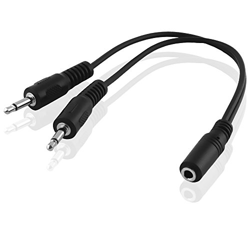 BestPlug 20cm Y Audio Kabel Aux in Out, 2 3,5mm Mono Klinke Stecker männlich auf 1 3,5mm Stereo Klinke Buchse Kupplung weiblich, Schwarz (verbesserte Ausführung v1.05) von BestPlug