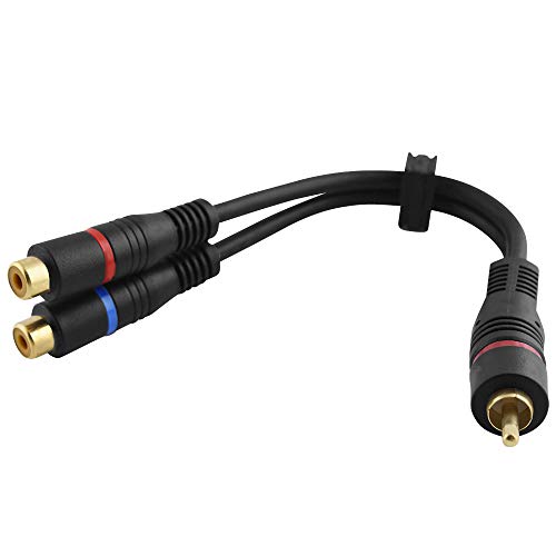 BestPlug 20cm Y Audio RCA Kabel Adapter Verteiler Splitter Weiche, 1 Cinch Stecker männlich auf 2 L-R Cinch Buchse Kupplung weiblich vergoldet, Schwarz von BestPlug