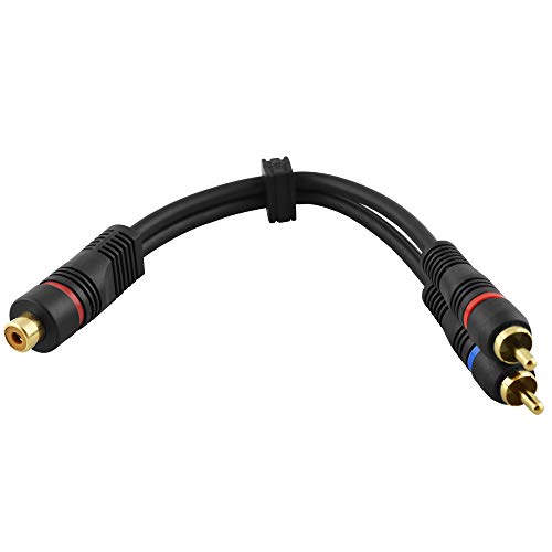 BestPlug 20cm Y Audio RCA Kabel Adapter Verteiler Splitter Weiche, 2 L-R Cinch Stecker männlich auf 1 Cinch Buchse Kupplung weiblich vergoldet, Schwarz von BestPlug